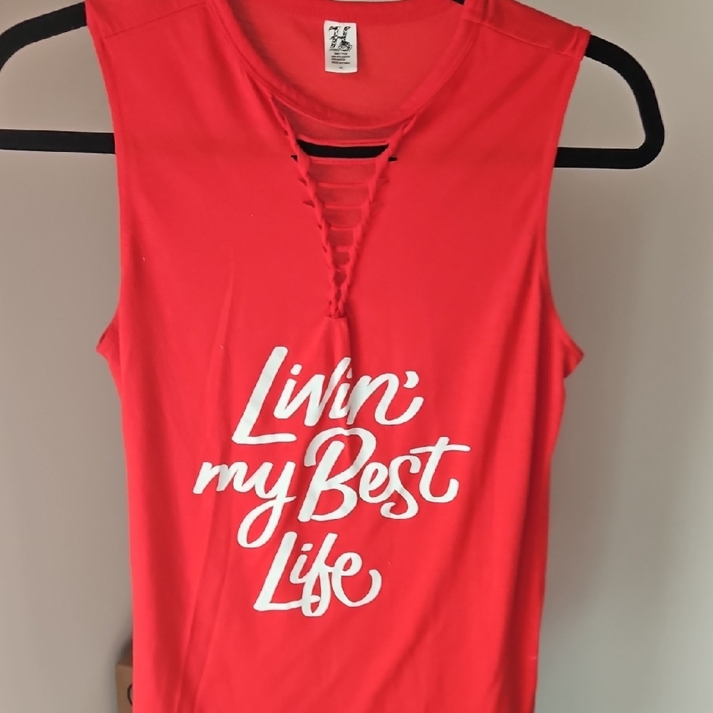 Hybrid Apparel Vibrant Red Graphic Muscle‎ Tee - Picture 3 of 6
